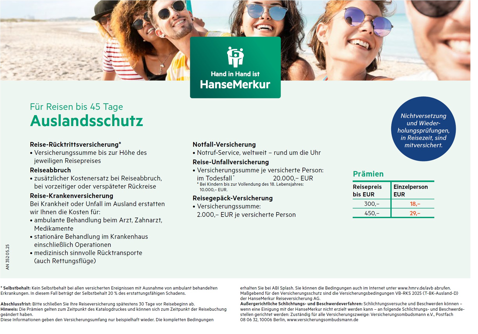 Reiseversicherung Abi-SPLASH Premiumschutz